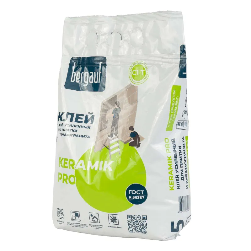 Клей плиточный Bergauf Keramik Pro С1Т, 5 кг — купить в Вагайском районе