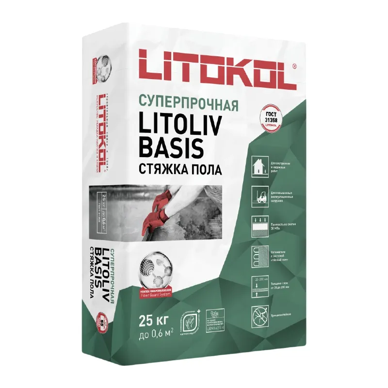 Стяжка пола Litokol Litoliv Basis М300 25кг — купить в Вагайском районе